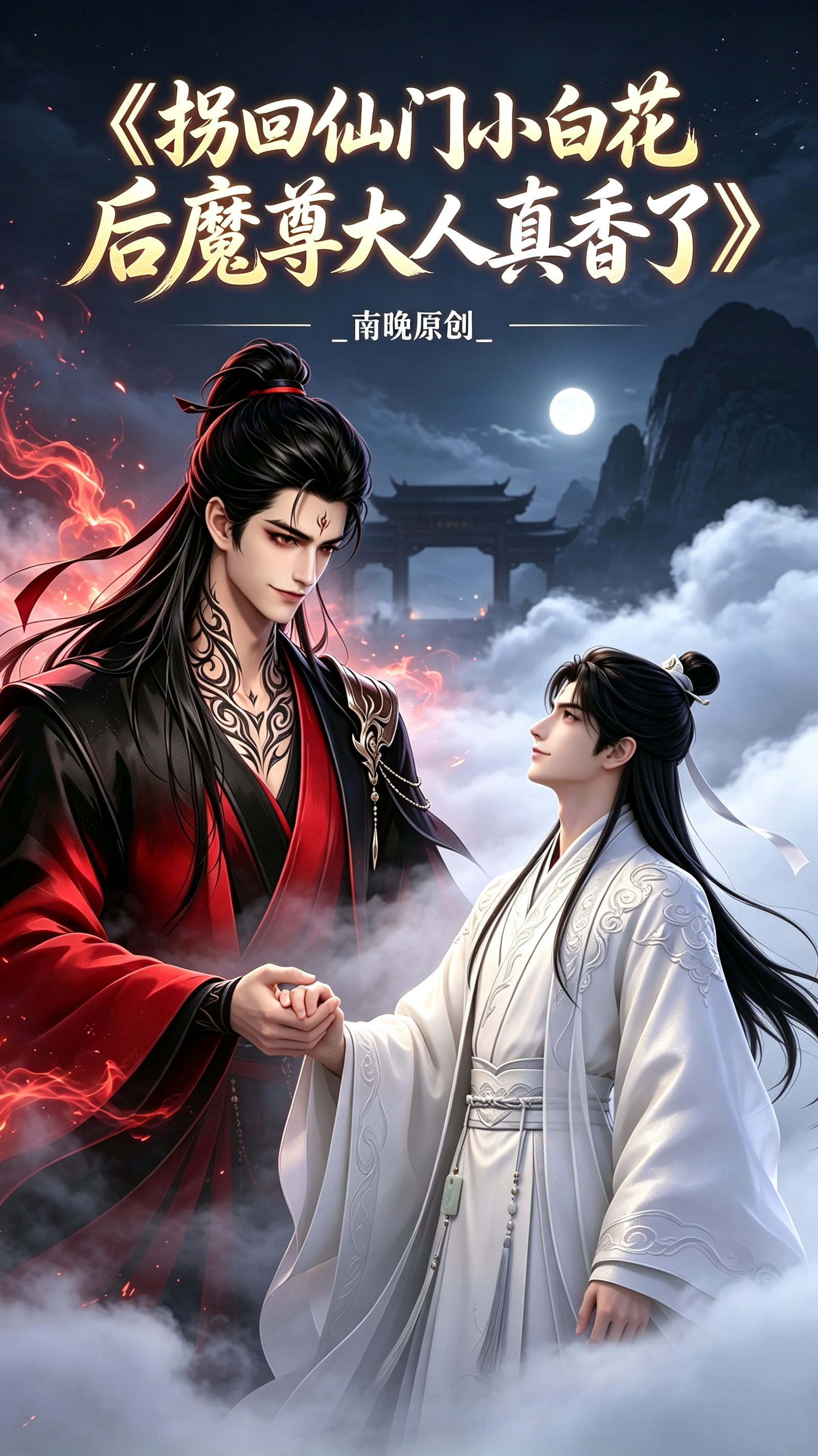漫剧《拐回仙门小白花后魔尊大人真香了》海报封面